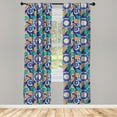 thumbnail image 2 of Ambesonne Fruit 4-Panel Curtains, Multicolored Lemons and Leafs, 56"x63", Indigo Dark Seafoam Camel, 2 of 4