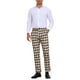 thumbnail image 2 of Pantalones de Patrón Argyle INSPIRE CHIC para Hombre, Pantalones Retro de Frente Plano, Pantalones de Cuadros 38 Marrón Caqui, 2 of 6
