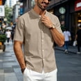 thumbnail image 2 of Men's Linen Shirts Short Sleeve Casual Button Down Shirt Solid Color Loose Fashion Top Lightweight Breathable Chest Pocket Mandarin Collar Summer Beach Outdoor Tops Clothing Trendy 2026, 2 of 7