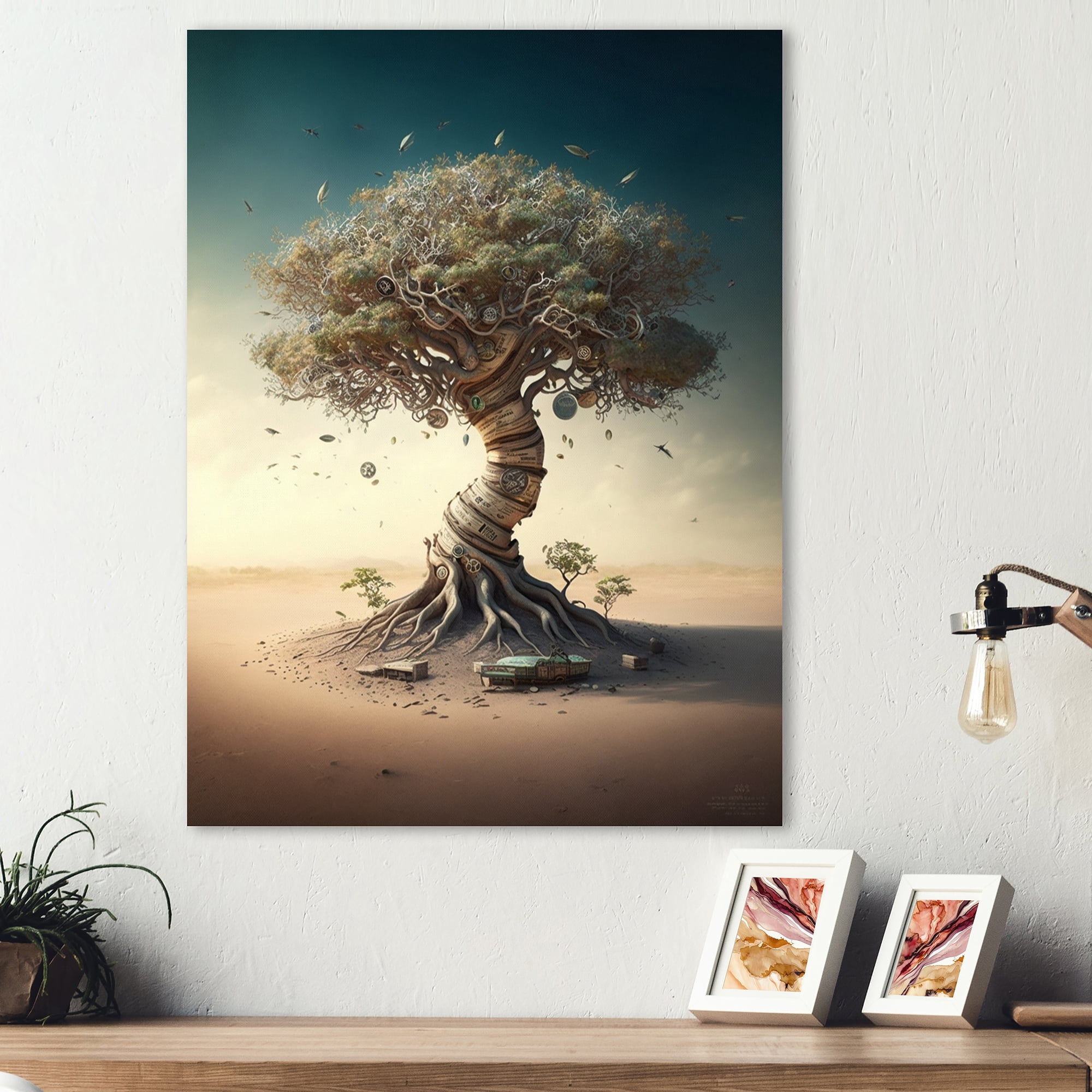 Designart Bonsai Tree On Sand III Canvas Wall Art