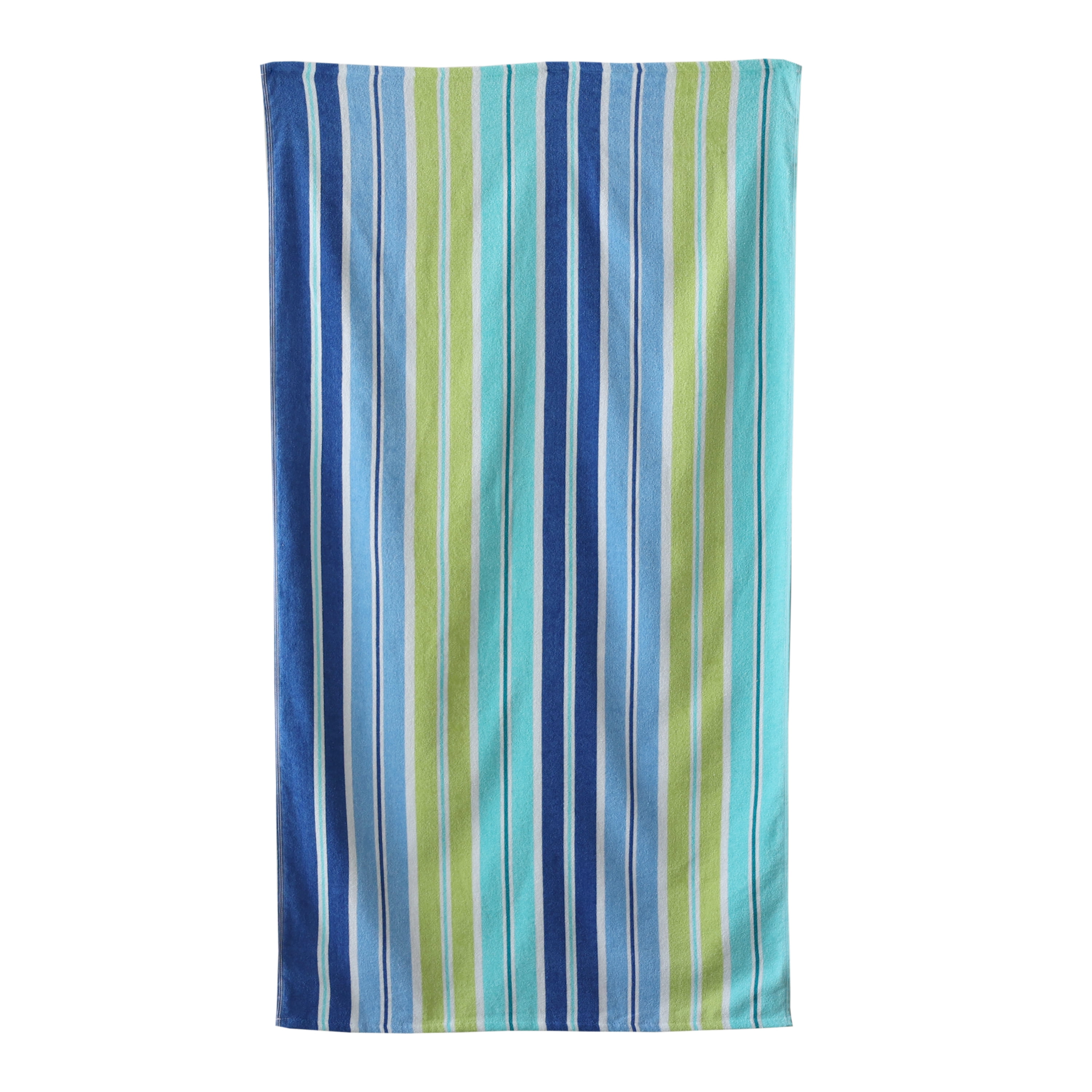 Mainstays Velour Beach Towel, Midistripe, Blue, 28x60