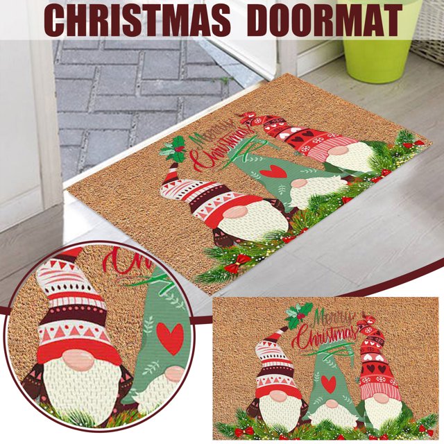 Felpudo De Navidad Alfombra de puerta de enano de gnomo de Navidad, alfombrilla suave de terciopelo de cristal para restaurante (4)