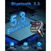 Bluetooth 5.3 FM Transmitter Car Adapter, Wireless Adapter Car Kit, 48 W (PD 36 W & 12 W) 3.0 Fast USB Charger, Hands Free Calling, Bass Lossless Hi-Fi Sound Support U Disk