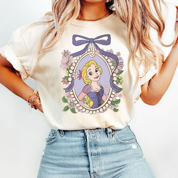 Disney Rapunzel T-Shirt, Coquette Bow Princess Shirt, Princess Rapunzel Shirt, Floral Princess Shirt, S-5Xl Shirt