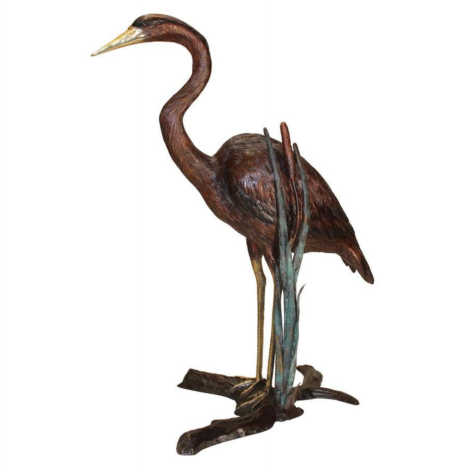 Design Toscano Standing Heron in Reeds Cast Bronze Garden Statue - image 2 of 2
