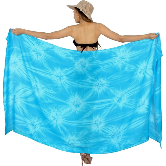 HAPPY BAY Women's Bikini Beach Wrap Swim Cover up Swimwear Skirt Bathing suit Summer Wraps Beachwear Sarong Coverups Swimsuits for Women One Size L_Blue, Tie Dye