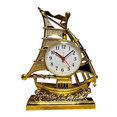 thumbnail image 1 of Clock Alarm Sailboat Table Vintage Retro Model Ornament Nautical Desk Clocks Boat Figure Silent Bedside,Gold, 1 of 8