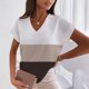 thumbnail image 2 of Camiseta informal para mujer, blusa estampada con cuello en V y manga corta, Tops Fridja  bn6534, 2 of 5