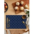 thumbnail image 2 of Placemats 1 Pack, Navy Blue Woven Placemat, Linen Place Mats for Kitchen/Dining Tables, Geometric Leaf Diamond Plaid Abstract Check Washable Table Mats for Party, 2 of 8