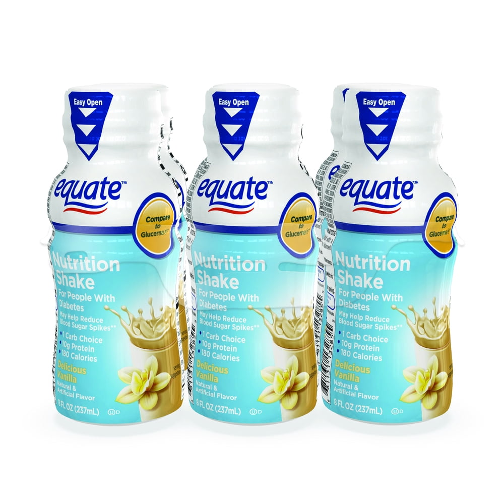 Equate Vanilla Nutrition Shake for People with Diabetes, 6 count
