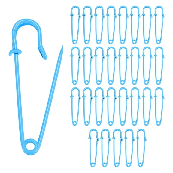 30-Pack Large Safety Pins, 2" Spring Lock Pins Blanket Bulk Pin for Fashion/Clothes/Sewing/Quilting/Upholstery/Laundry/DIY Craft/Decorative, Big Safety Pins [Sky Blue]