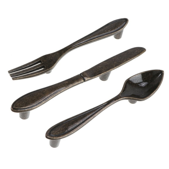 3 Pcs Knife Fork and Spoon Handle Cabinets Dresser Pulls Drawer Pull Knobs Dresser Knobs Kitchen Retro Door Pulls