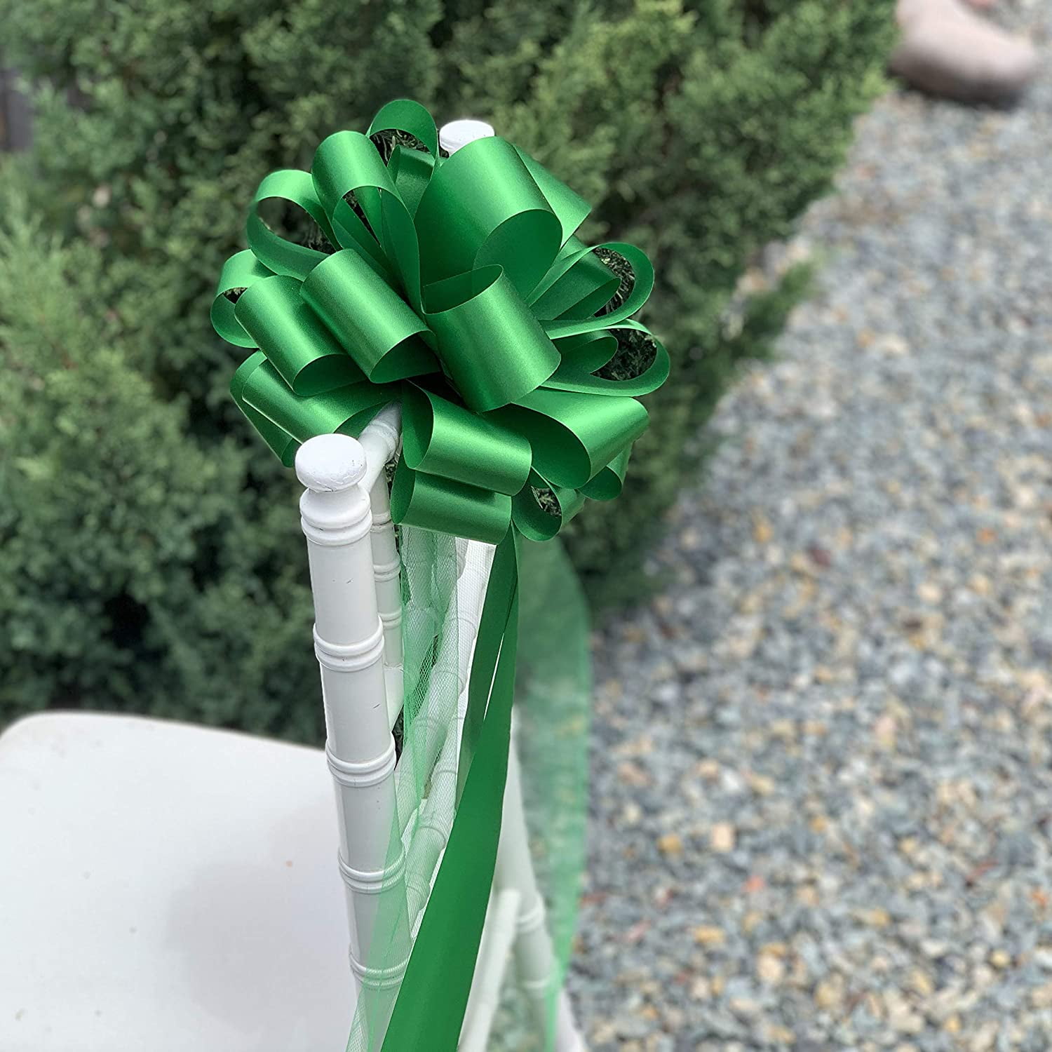 Large Emerald Green Pull Bows with Long Tulle Tails - 9" Wide, Set of 6, St. Patrick's Day, Easter, Birthday, Fundraiser, Fall, Christmas