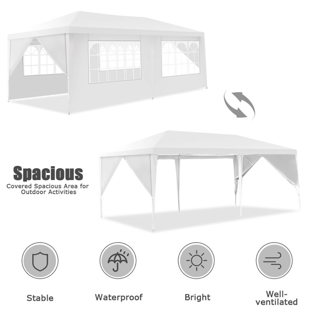 Aimee Lii 10 x 20 Feet 6 Sidewalls Canopy Tent with Carry Bag, Backyard Canopy Gazebo for Party Wedding BBQ Events, White