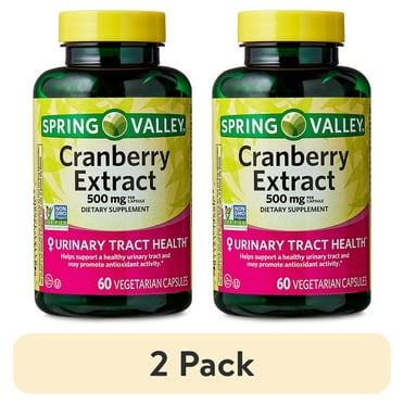 (2 pack) Spring Valley Cranberry Extract Vegetarian Capsules, 500mg, 60 Count