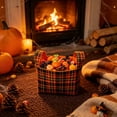 thumbnail image 5 of Yhmxh Halloween Trick or Treat Basket, Checkered Plaid Candy Tote Basket with Cute Embroidery, Reusable Halloween Candy Pail, Portable Storage Bag for Halloween Party Candy Collection and Decorations, 5 of 6