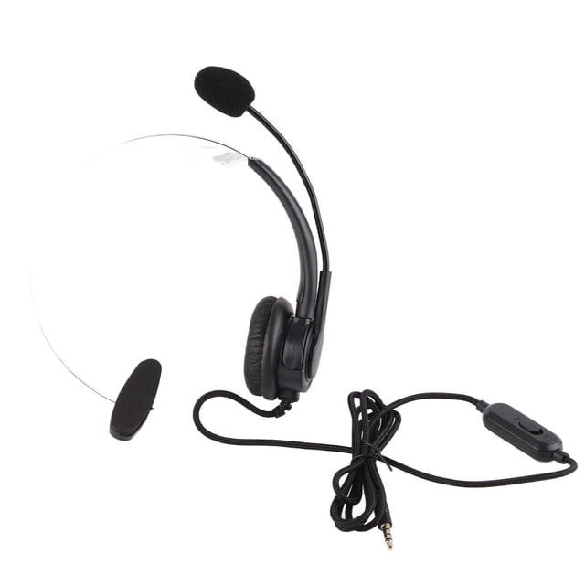Auriculares con cable para camionero, monoaurales de 3,5 mm con micrófono con cancelación de ruido y control de volumen para teléfono móvil y portátil.
