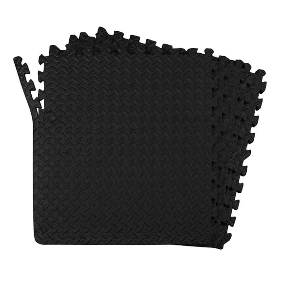 24-SQFT Dark Multi-Purpose Floor Mat Anti-Fatigue EVA Foam 6-Tile Interlocking Tile with 12-Border by Poco Divo