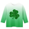 thumbnail image 3 of BLVB Boy Girl St Patricks Day T-Shirts Toddler Shamrock Clover Green 3/4 Sleeve Crewneck Tee Tops for Kids 3-13 Years, 3 of 4