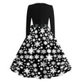 thumbnail image 4 of Women's Casual Fashion Long Sleeve Christmas Graphic Printed Vintage V-Neck Retro Print Long Dress for Holiday Casual Occasions and Everyday Wear,Black,5XL, 4 of 6