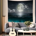 thumbnail image 2 of Dashan Moon Ocean Tapestry Wall Hanging,Blue Ocean and White Cloud Tapestries for Bedroom Living Room Dorm Decor,60"Wx50"L, 2 of 6