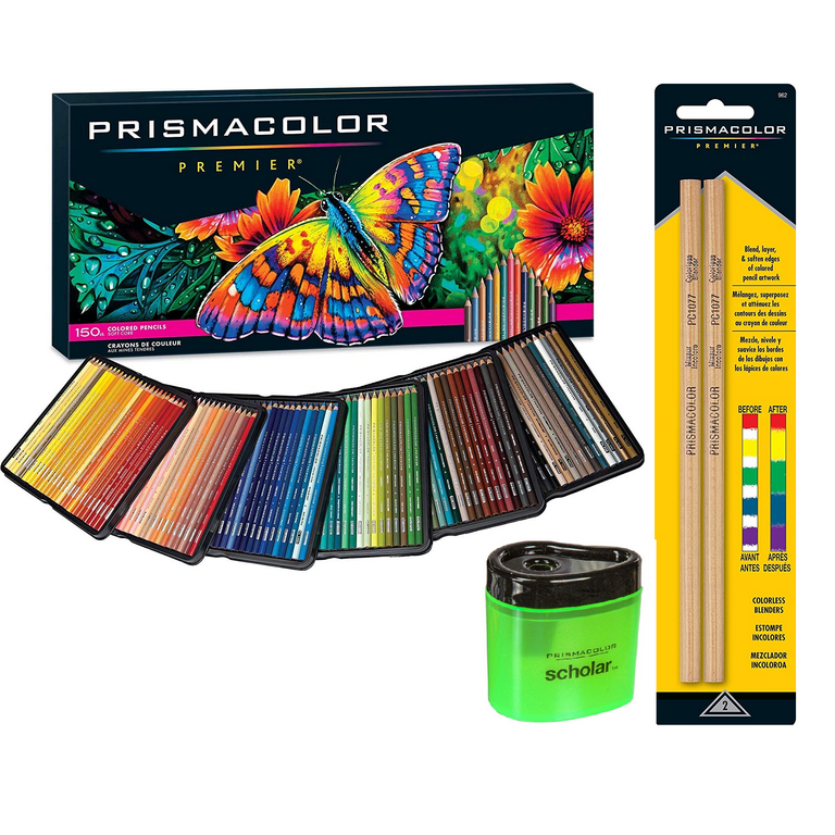 Prismacolor Premier Color Pencils Assorted Colors 150 count Plus 2  Prismacolor Blender Pencils Plus Prismacolor Eraser 
