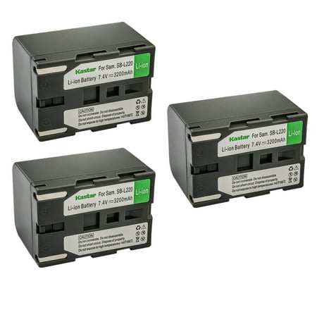Kastar 3-Pack SB-L220 Battery Replacement for Samsung VP-D301, VP-D303, VP-D305, VP-D307, VP-D31, VP-D323 VP-D323i, VP-D325, VP-D327 VP-D327i, VP-D33, VP-D34, VP-D39, VP-D390 Camcorder