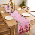 thumbnail image 3 of Red Gnomes Table Runner 48 Inches Long Farmhouse Dress Scarves, Valentine's Day Love Roses Leaves Ombre Pink Dining Tablerunner for Coffee Table/Kitchen Island/Party Décor, 13" x 48", 3 of 8