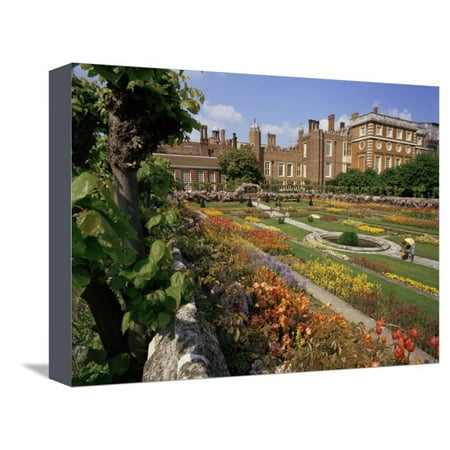 Garden Hampton Court Palace - Sunken Gardens, Hampton Court Palace, Greater London, England, United Kingdom Stretched Canvas Print Wall Art By Walter Rawlings