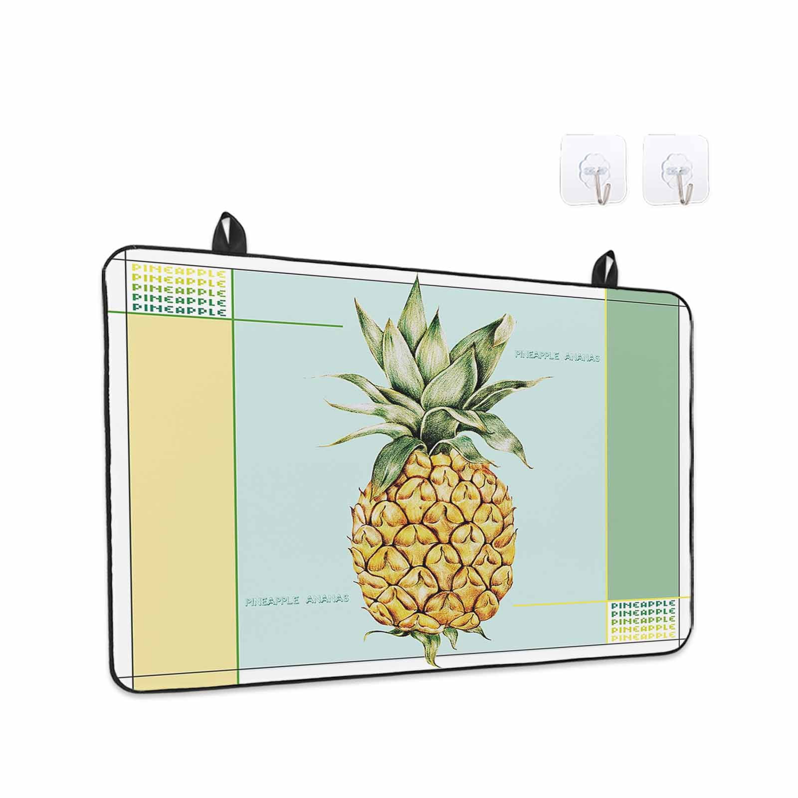 Summer Pineapple Stove Top Cover for Electric Stove, Heat-proof & Non Slip Glass Top Stove Cover Protector, Yellow Blue Green Striped Geometric Kitchen Flat Cooktop Rubber Mat 24x21 Inches