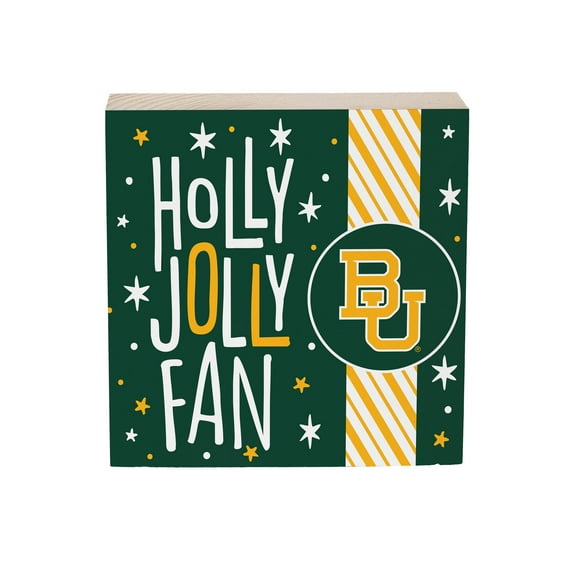 Baylor Bears 6" Holiday Wood Plock Shelf Sign