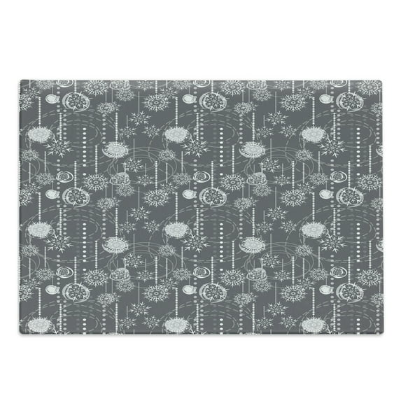 Winter Cutting Board, Monochrome Composition with Blizzard Romantic January, Decorative Tempered Glass Cutting and Serving Board, Large Size, Charcoal Grey White, by Ambesonne