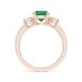 thumbnail image 2 of ANGARA Natural Classic 1.2 ct Emerald and Diamond Three Stone Engagement Ring in 14K Rose Gold for Women (Size-7mm) | May Birthstone, Anniversary, Jewelry Gift for Women | Natural Emerald Ring, 2 of 10