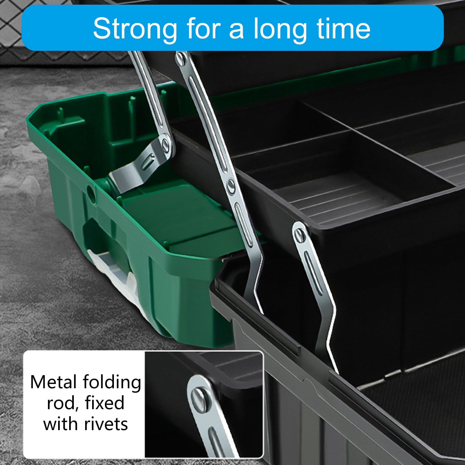 lixuesong Multiple Compartment Portable 17inch Folding Tool Box With 3 Layers, Large Capacity Storage Organizers Suitable For Tool