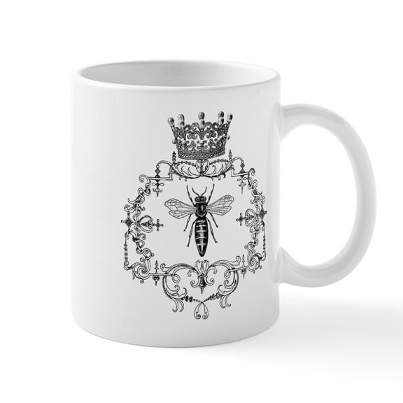 CafePress - Vintage Queen Bee Mug - 11 oz Ceramic Mug - Novelty Coffee Tea Cup