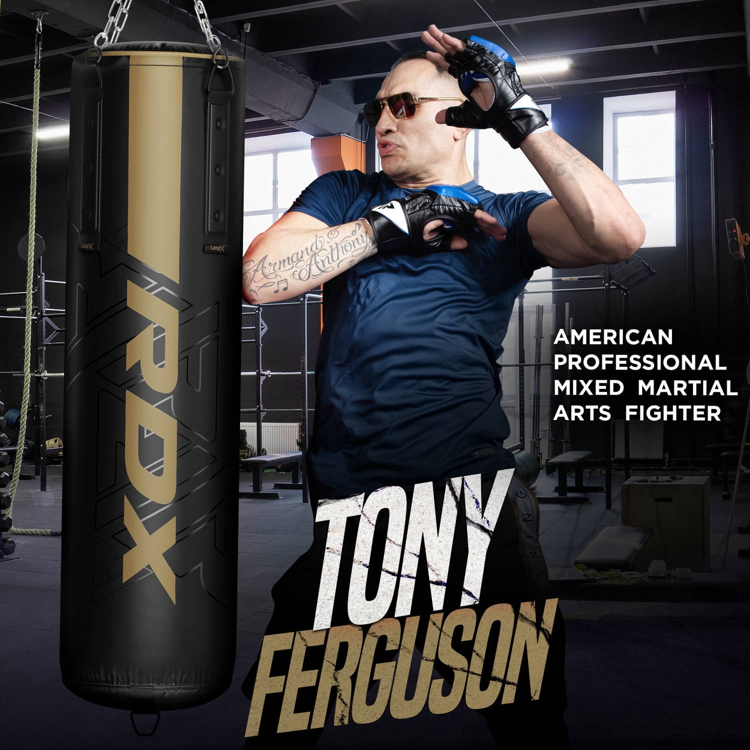 RDX 4PC Punching Bag Anti Swing Heavy Filled Set, Non Tear Maya Hide Leather Adult Bag with Ceiling Hook Punching Gloves Chain, Kickboxing Boxing MMA Muay Thai Karate Training, 60 lb, 80 lb