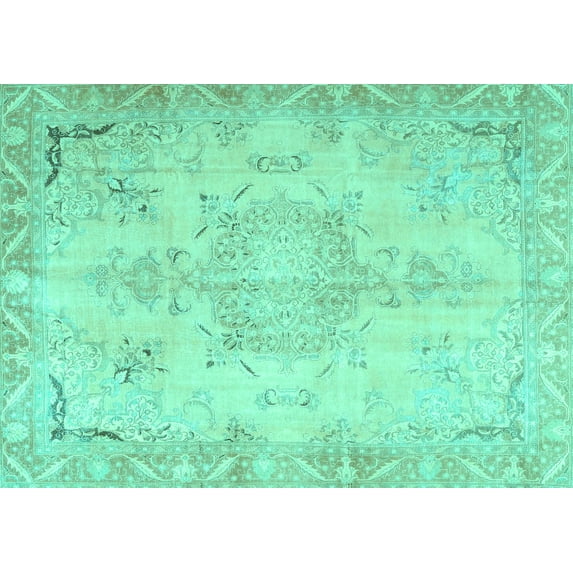 Ahgly Company Machine Washable Indoor Rectangle Persian Turquoise Blue Traditional Area Rugs, 5' x 7'