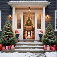 thumbnail image 4 of Christmas Door Cover, Stretch Fabric Front Entry Decoration, Reusable Elastic Door Wrap for Holiday Parties, Home Entryways and Seasonal Indoor Decorating, 4 of 5