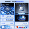 thumbnail image 5 of RNRUO 14" Laptop Computer, 32GB RAM 512GB SSD Intel 6500Y with 2 Cores, 1080p Display, Dual 4K Output, Type-C PD WiFi5 BT5.0, Office 2024 Windows 11 for Business Study, Dark Gray, 5 of 10