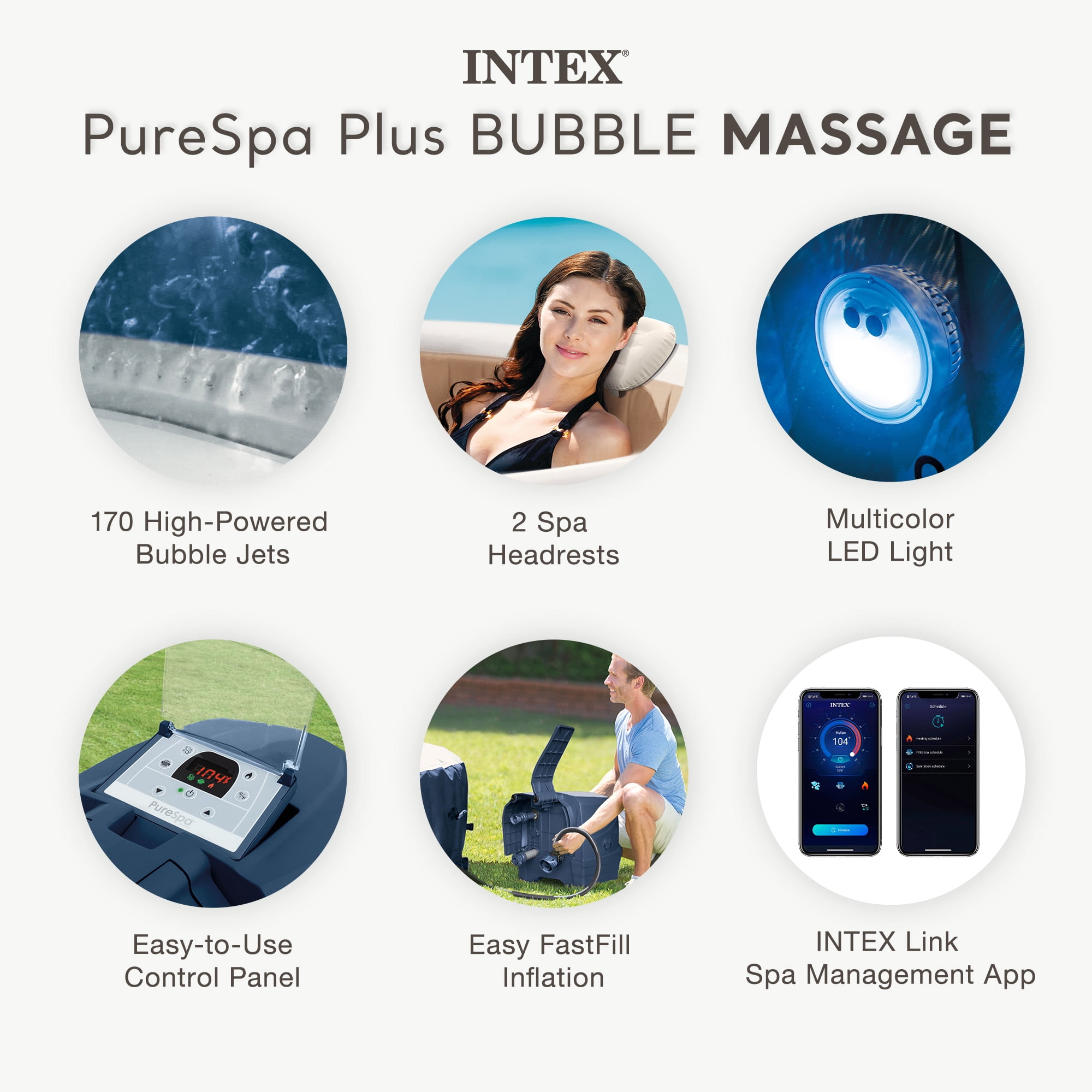 Intex PureSpa Plus Portable Inflatable Hot Tub Jet Spa w/ Accessory Kit