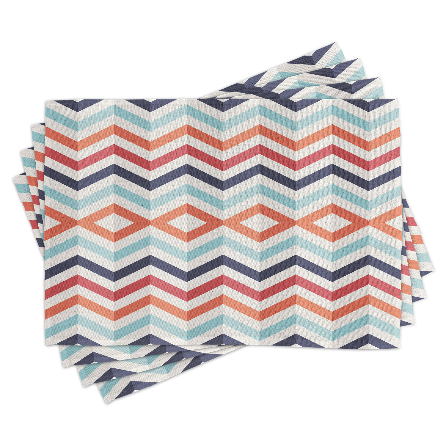 Geometric Placemats Set of 4 Zig Zag Lines Chevron Stripes Going Up and