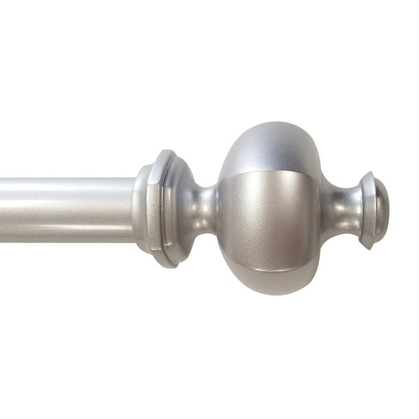 Mainstays 1" Urn Single Curtain Rod Set Satin Nickel, 30 84" Width