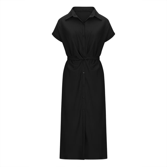 Mefallenssiah Robe d'Été Mode pour Femmes, Ceinture Multicolore, Tailles Multiples, Col en V avec Boutons