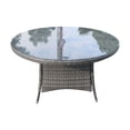 thumbnail image 4 of Abrihome Patio Wicker 6 Seat Aluminum Frame Round Dining Set with Chair (Without Umbrella),Brown, 4 of 7