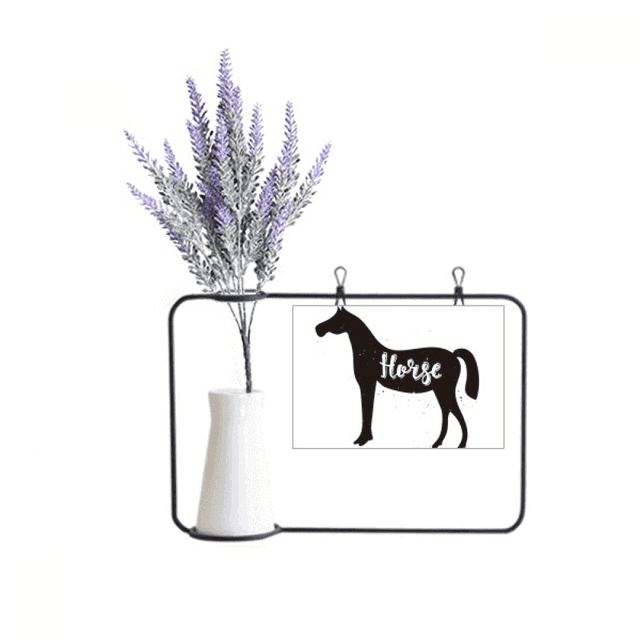 Tarjeta de jarrón de lavanda artificial Unbranded Caballo blanco y negro
