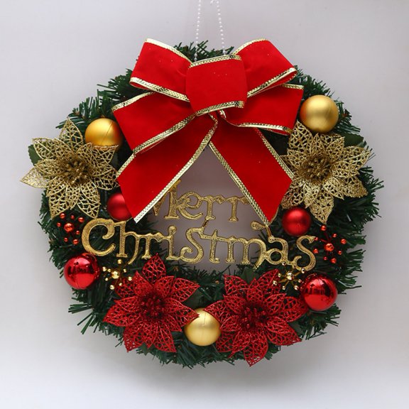 NORBI Christmas Wreath for Front Door Artificial Christmas Wreath Door Wreath Christmas Decorations with Pine Needles for Home Wall Window Decor