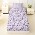 thumbnail image 3 of Erosebridal Purple Flower Twin Sheet Sets for Girls, Chic Floral Bedding, 3 Pieces, 1 Flat Sheet 1 Fitted Sheet and 1 Pillowcase, 3 of 5