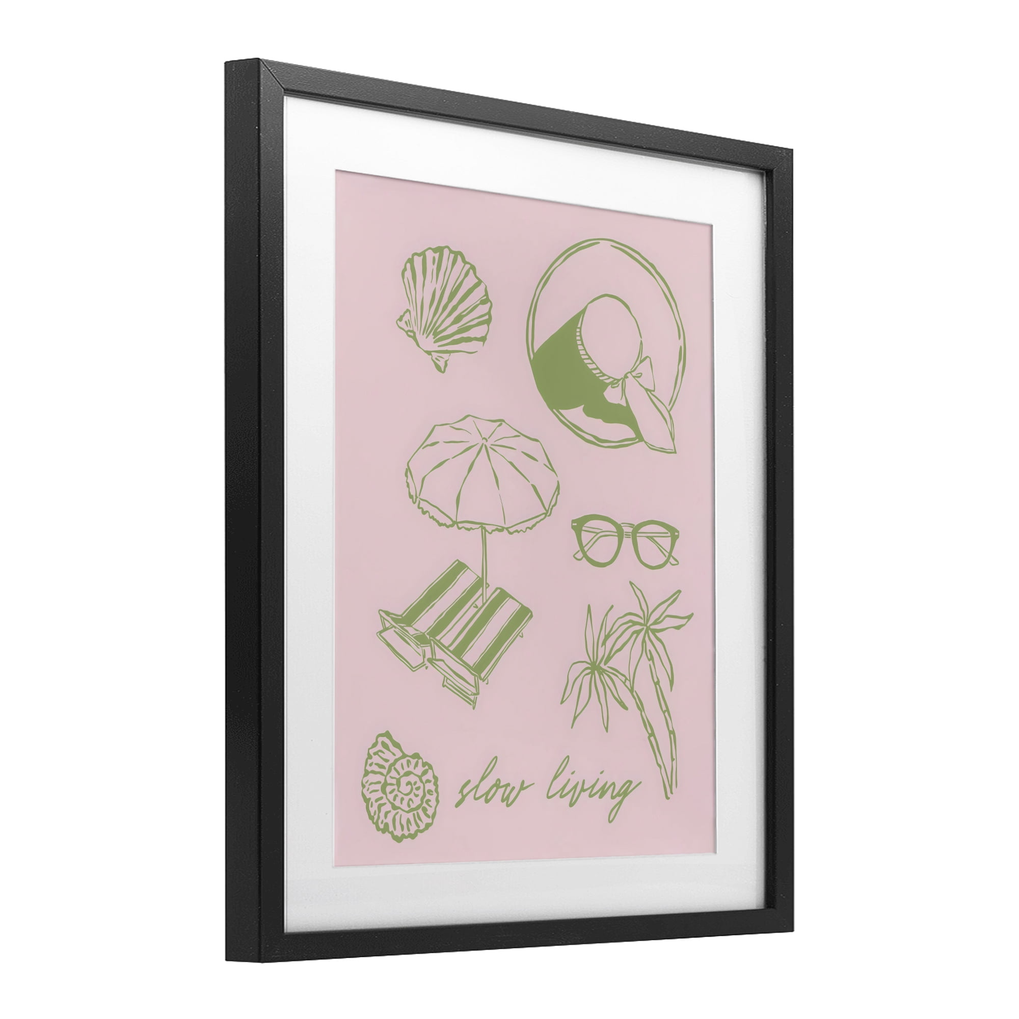 Stupell Industries Slow Beach Living Black Framed Print Under Glass, design by The Prints Vibe
