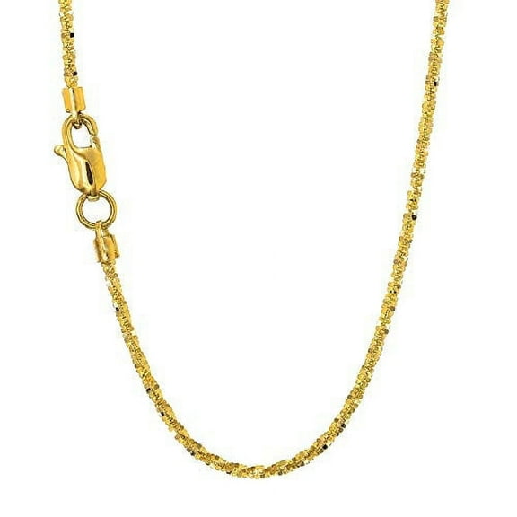 JewelStop 10k Solid Yellow Gold 1.0 mm Sparkle Chain Necklace 20" w/Lobster Claw Clasp