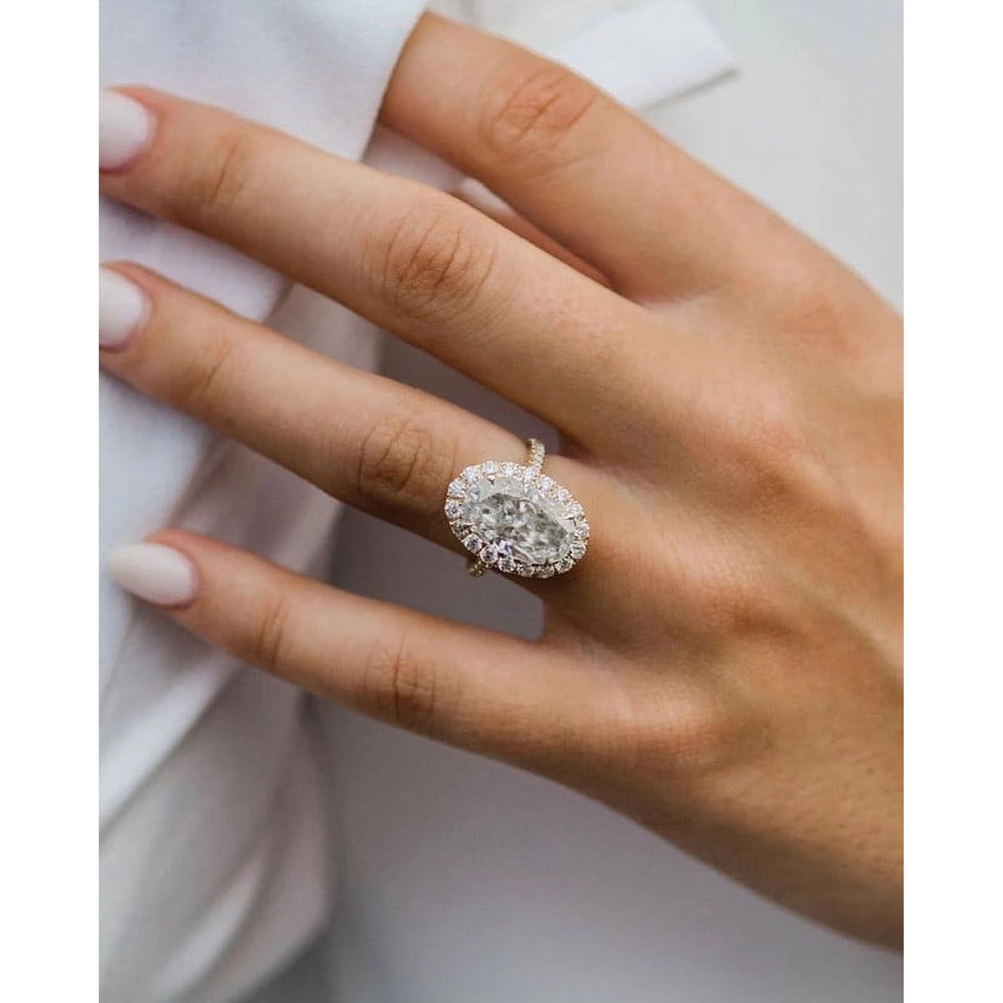 3 CT Moissanite Royal Engagement Halo-Oval Cut Promise Ring White/Yellow/Rose Gold Ring For Women